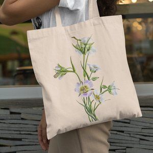 Sego Lily Vintage Watercolor Floral Print Graphic Canvas Tote Bag
